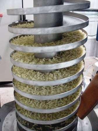 Spiral feeder for pasta